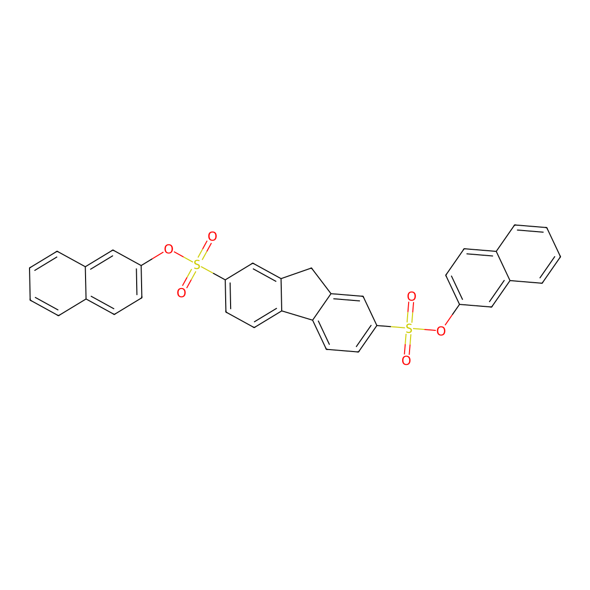 DI(2-Naphthyl) 9H-fluorene-2,7-disulfonate molecular structure, CAS 302904-38-7
