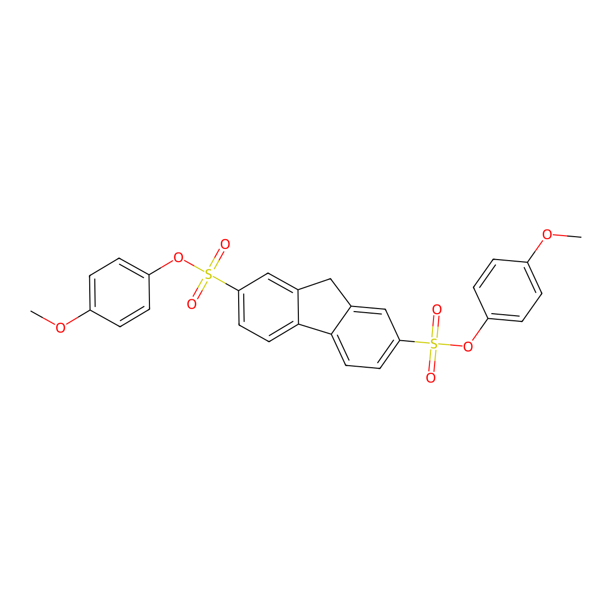 Bis(4-methoxyphenyl) 9H-fluorene-2,7-disulfonate molecular structure, CAS 302904-39-8