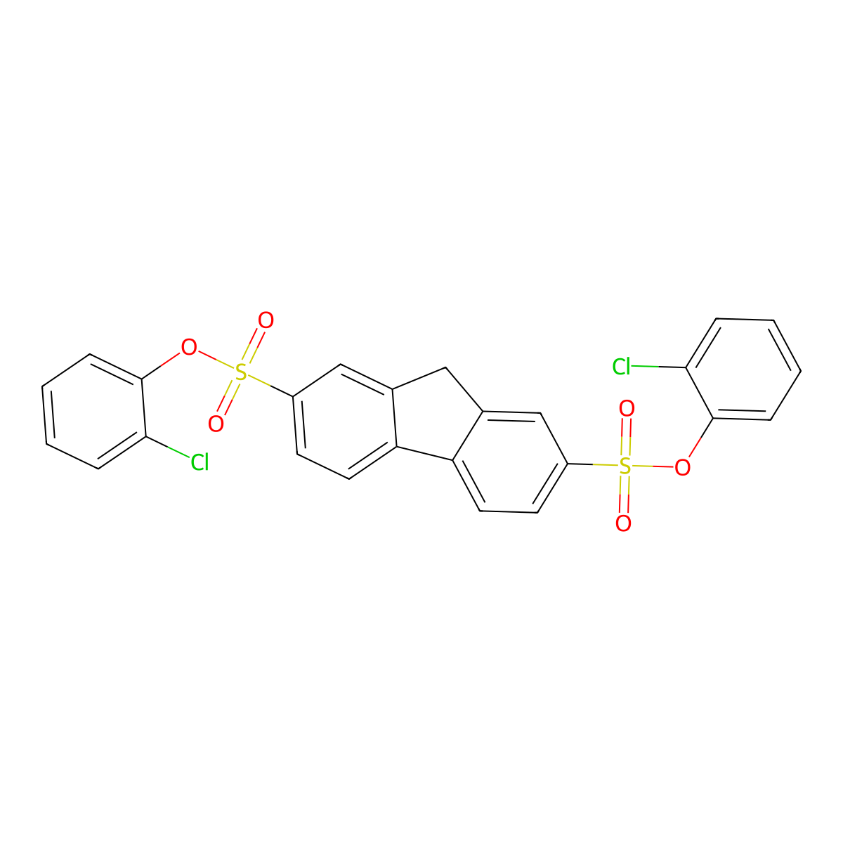 Bis(2-chlorophenyl) 9H-fluorene-2,7-disulfonate molecular structure, CAS 302904-41-2
