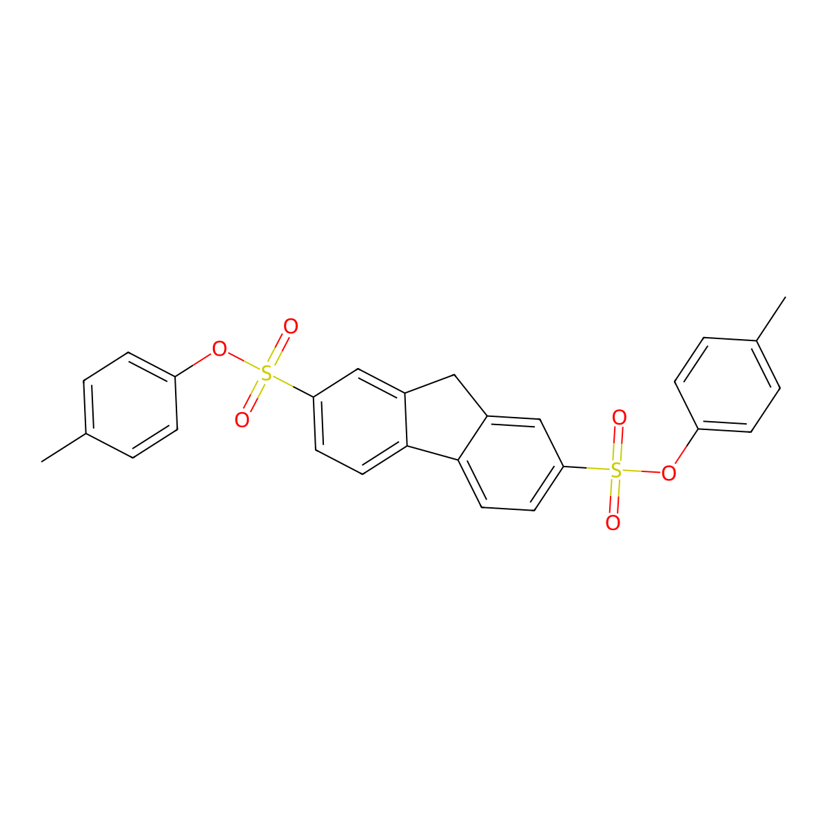 Bis(4-methylphenyl) 9H-fluorene-2,7-disulfonate molecular structure, CAS 302904-42-3