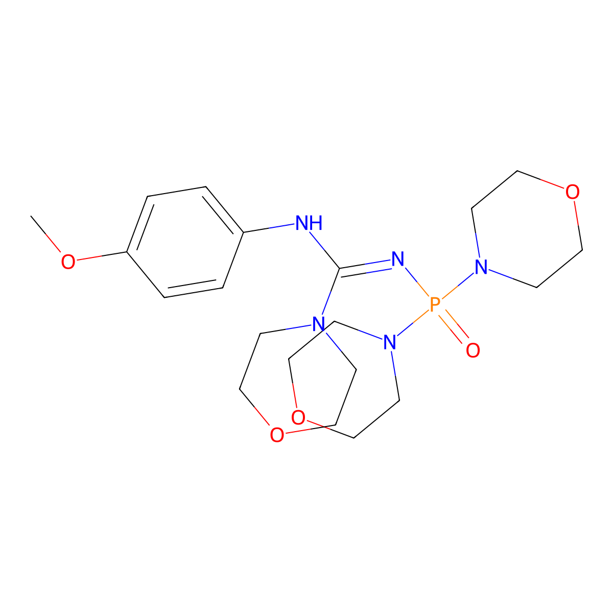 N'-(DI(4-Morpholinyl)phosphoryl)-N-(4-methoxyphenyl)-4-morpholinecarboximidamide molecular structure, CAS 302904-43-4