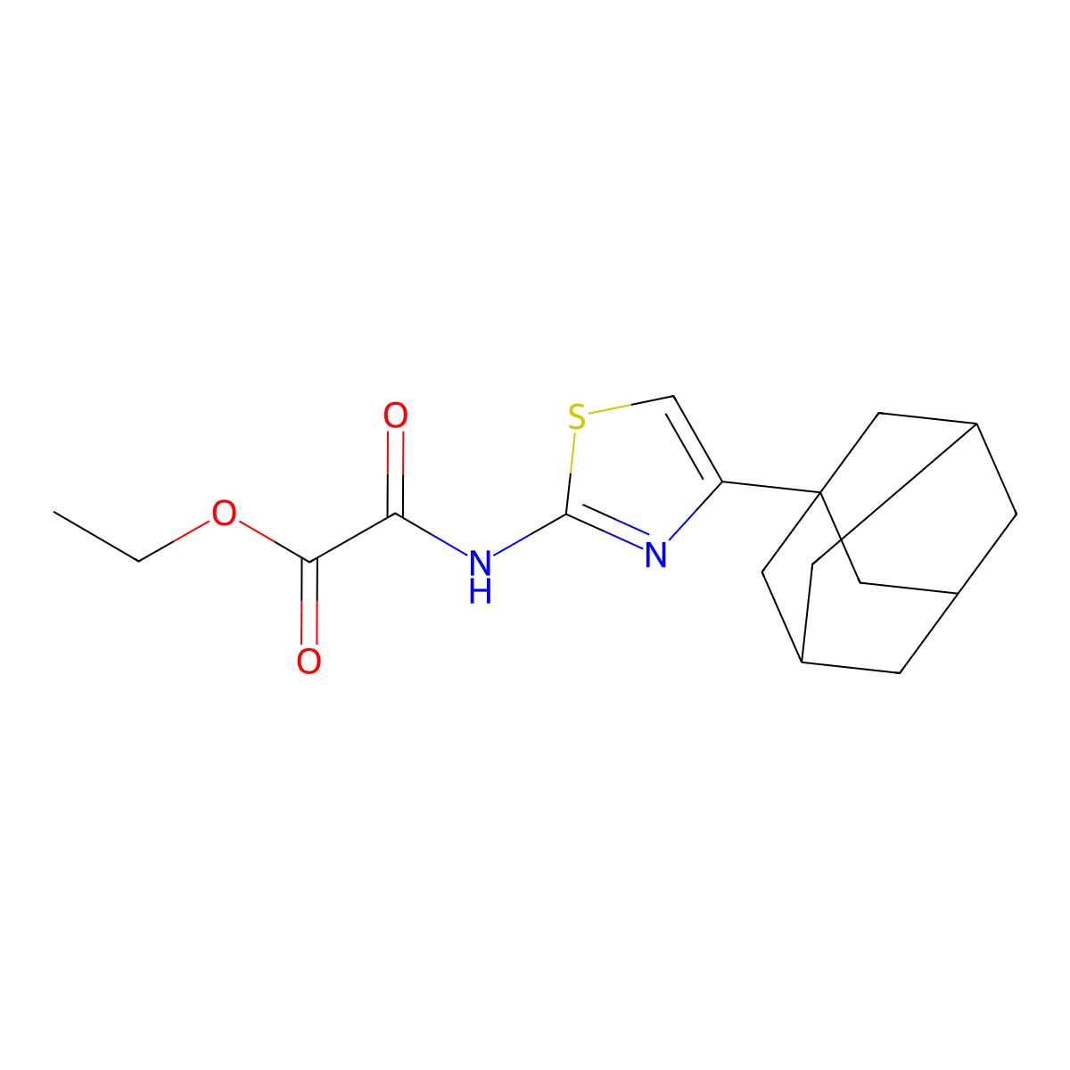 Ethyl ((4-(1-adamantyl)-1,3-thiazol-2-YL)amino)(oxo)acetate molecular structure, CAS 302904-46-7