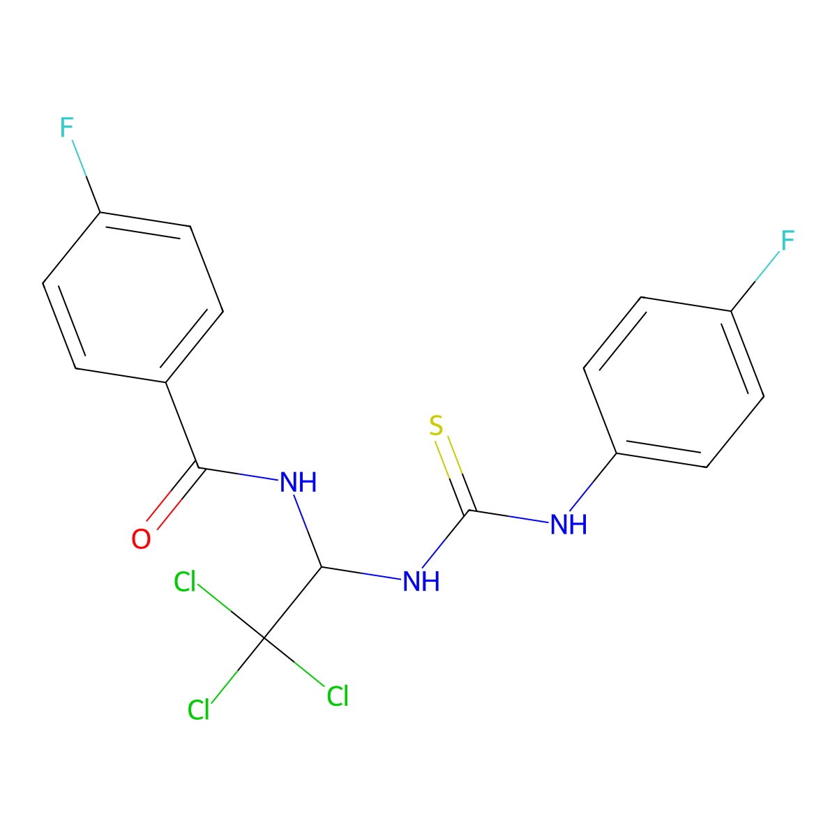 4-F-N-(2,2,2-Trichloro-1-(((4-fluoroanilino)carbothioyl)amino)ethyl)benzamide molecular structure, CAS 302904-51-4