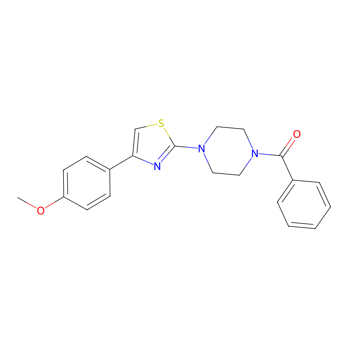4-[2-(4-Benzoyl-1-piperazinyl)-1,3-thiazol-4-yl]phenyl methyl ether molecular structure, CAS 302905-01-7