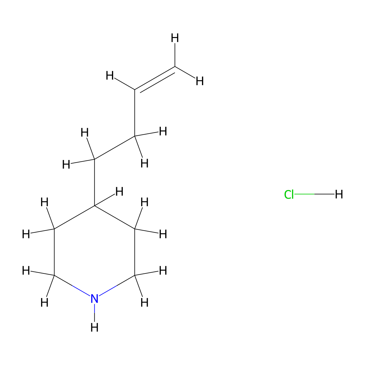 4-But-3-enylpiperidine hydrochloride molecular structure, CAS 3029076-55-6