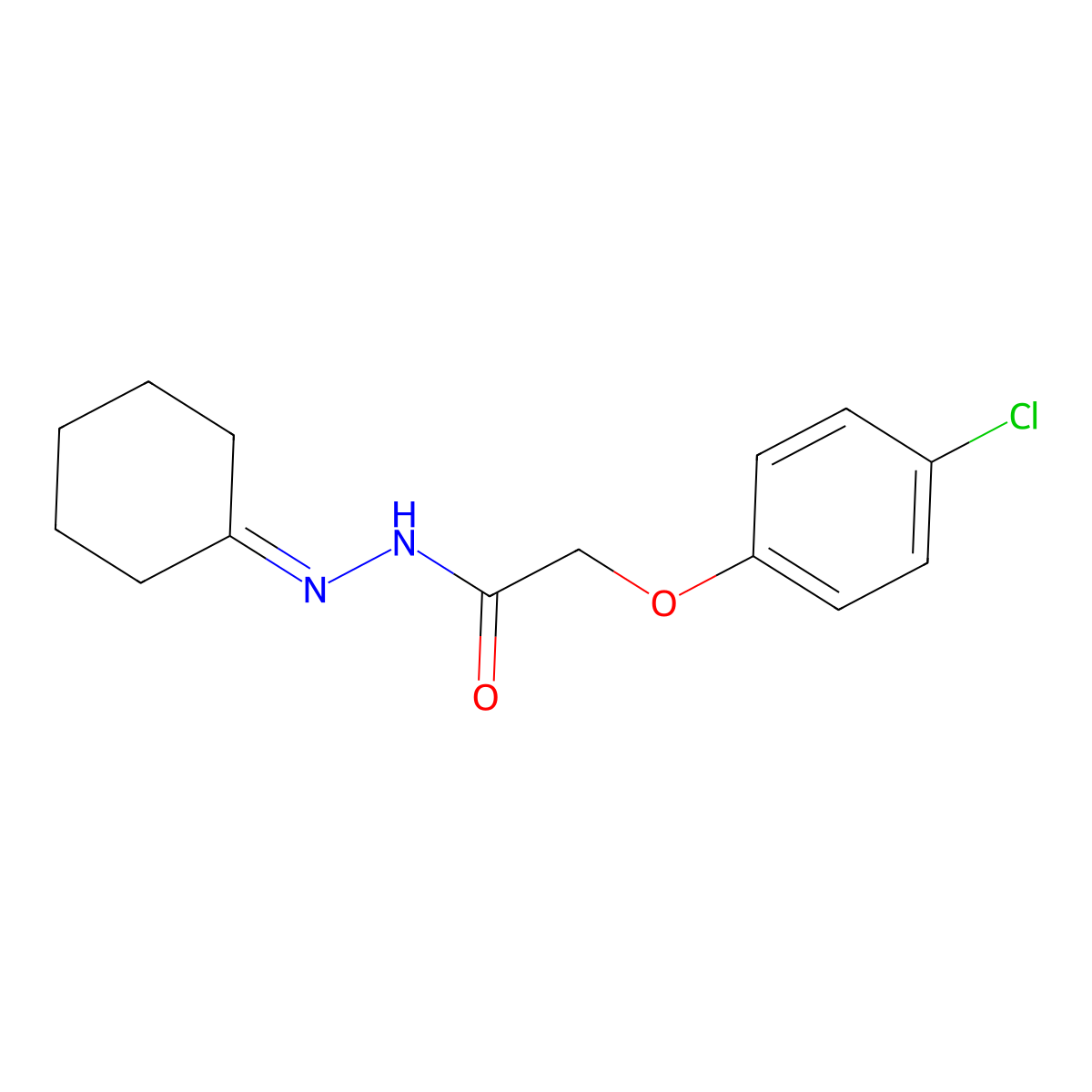 2-(4-chlorophenoxy)-N'-cyclohexylideneacetohydrazide molecular structure, CAS 302908-78-7