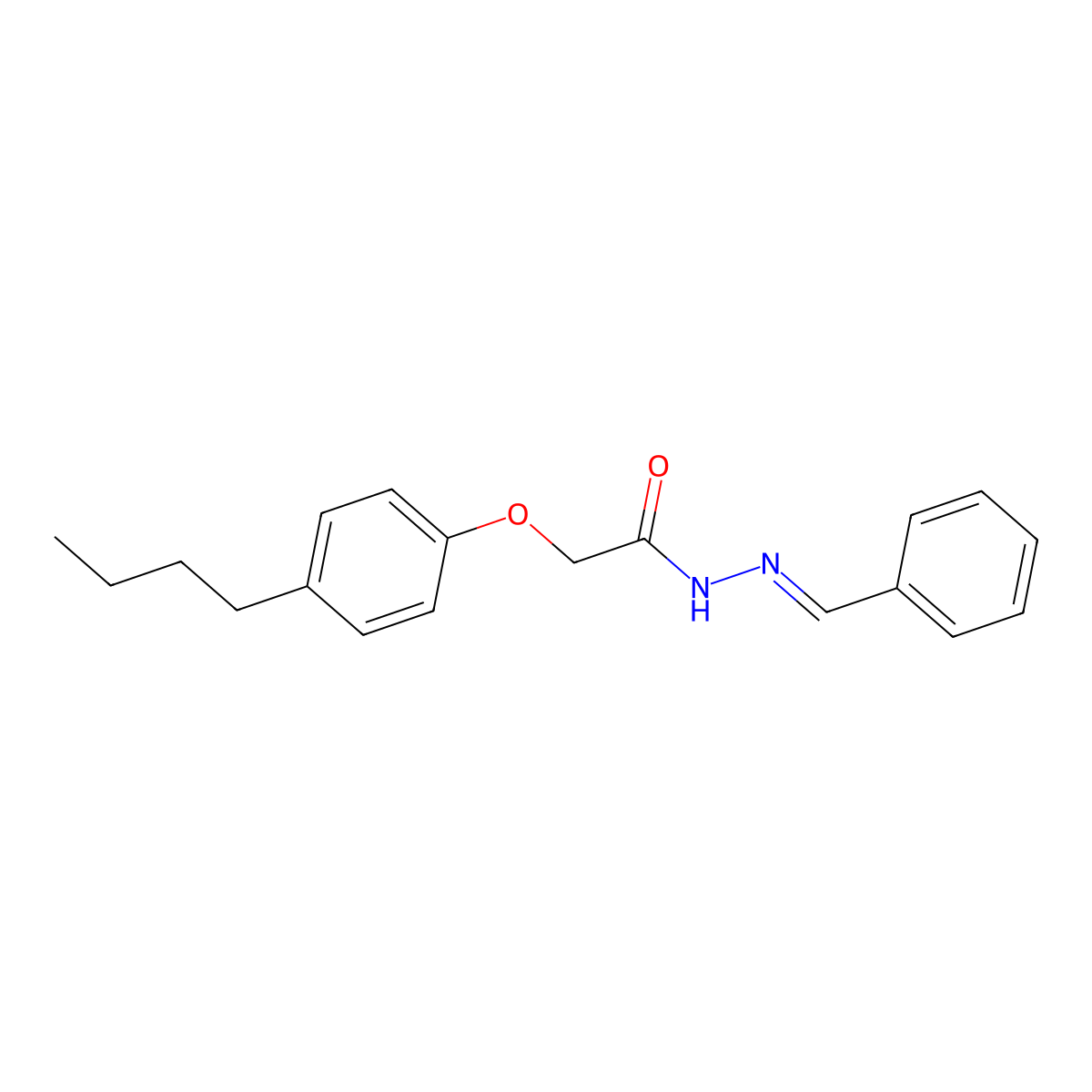 2-(4-Butylphenoxy)acetic acid 2-(phenylmethylene)hydrazide molecular structure, CAS 302909-22-4