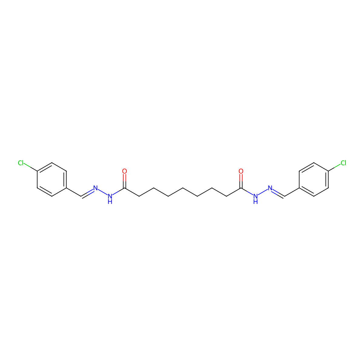 Nonanedioic acid, 1,9-bis[2-[(4-chlorophenyl)methylene]hydrazide] molecular structure, CAS 302909-79-1