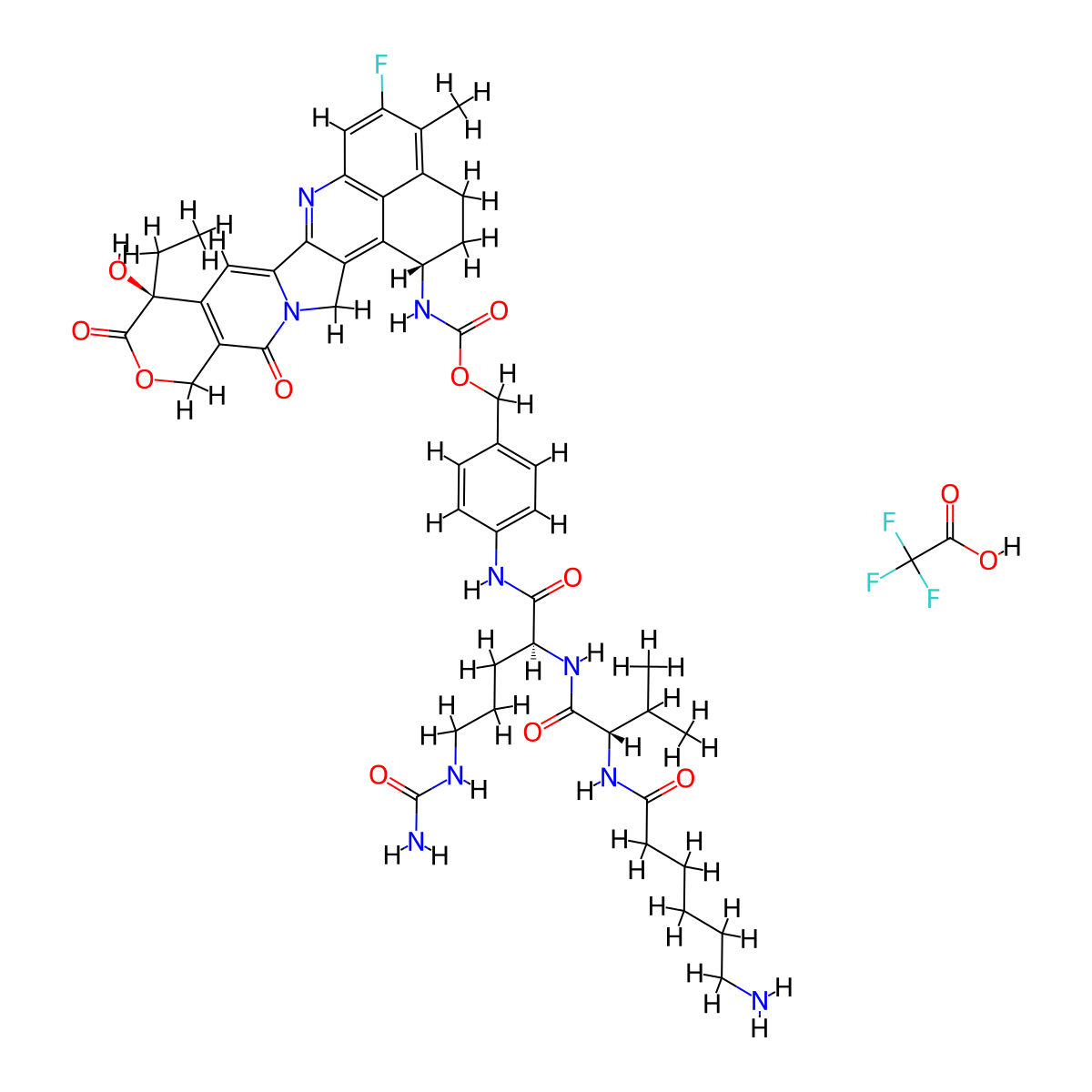 Aminocaproyl-Val-Cit-PABC-Exatecan (TFA) molecular structure, CAS 3029114-40-4