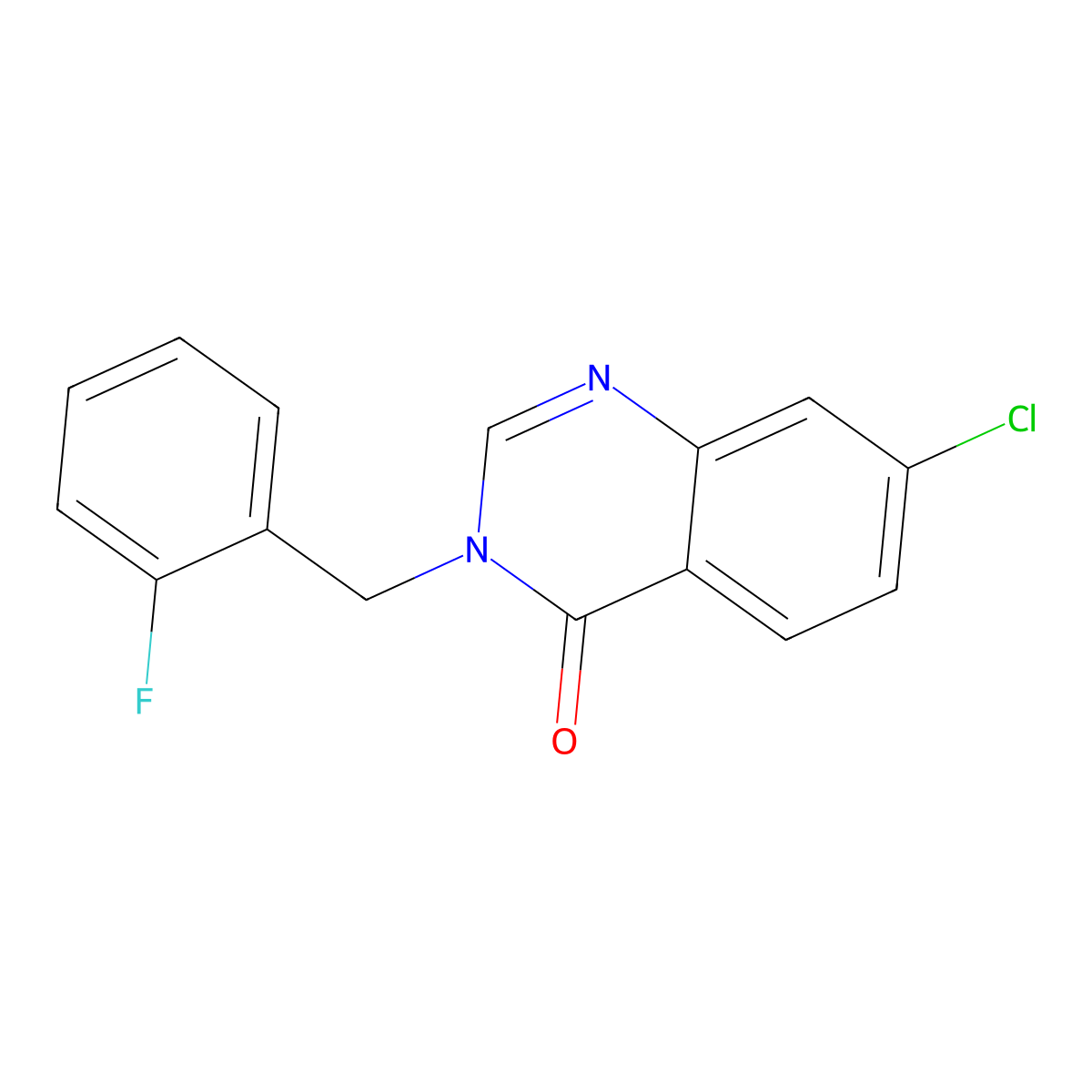 7-Chloro-3-(2-fluorobenzyl)-4(3H)-quinazolinone molecular structure, CAS 302913-39-9