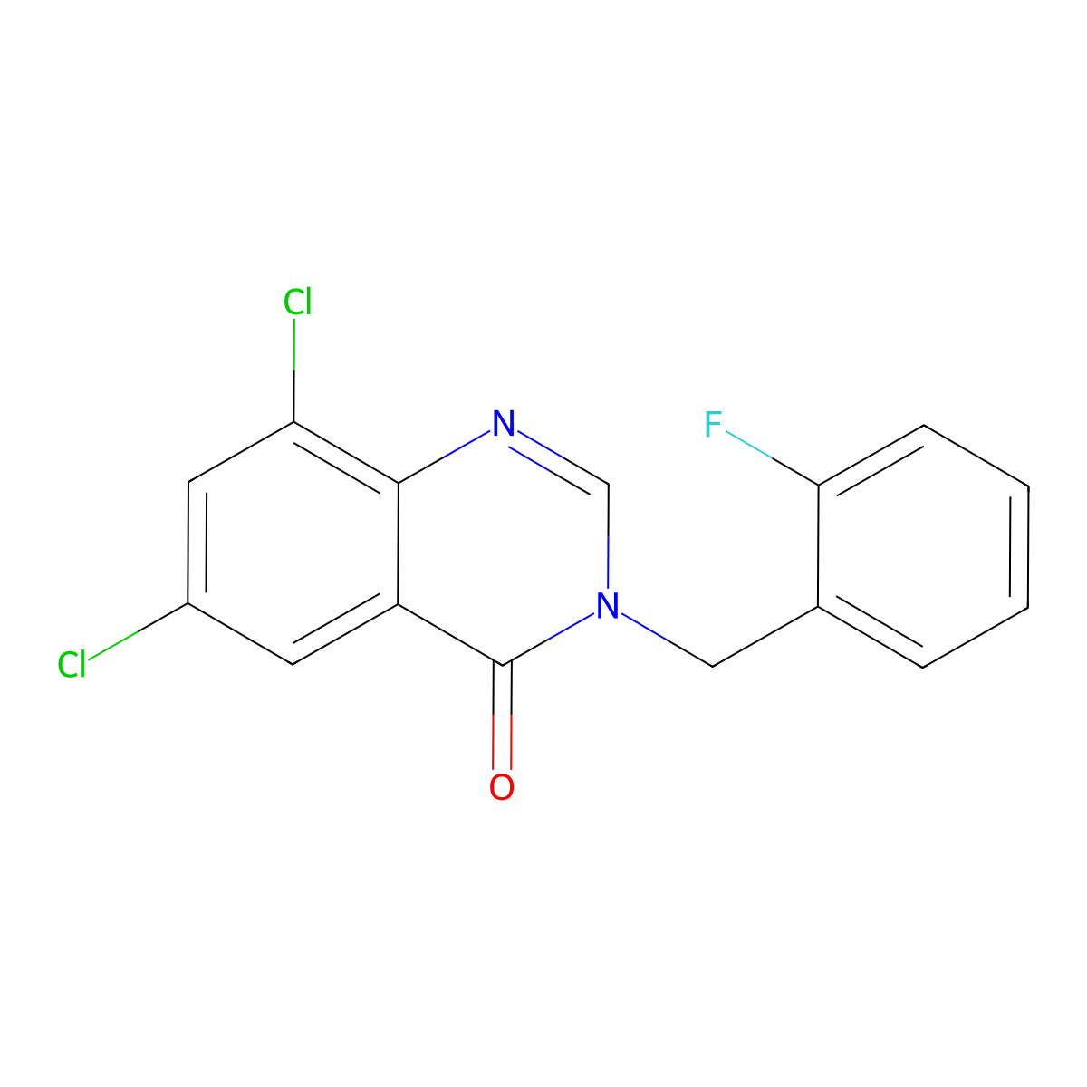 6,8-Dichloro-3-(2-fluorobenzyl)-4(3H)-quinazolinone molecular structure, CAS 302913-42-4