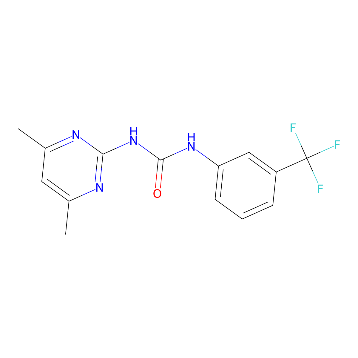 N-(4,6-Dimethyl-2-pyrimidinyl)-N'-(3-(trifluoromethyl)phenyl)urea molecular structure, CAS 302913-54-8