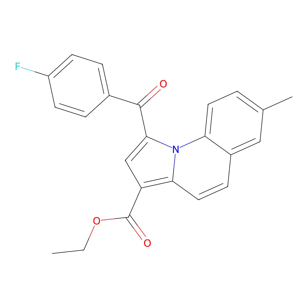 Ethyl 1-(4-fluorobenzoyl)-7-methylpyrrolo(1,2-A)quinoline-3-carboxylate molecular structure, CAS 302913-63-9
