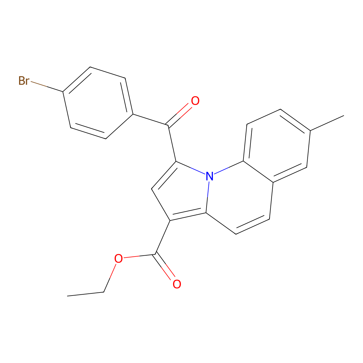 Ethyl 1-(4-bromobenzoyl)-7-methylpyrrolo(1,2-A)quinoline-3-carboxylate molecular structure, CAS 302913-65-1