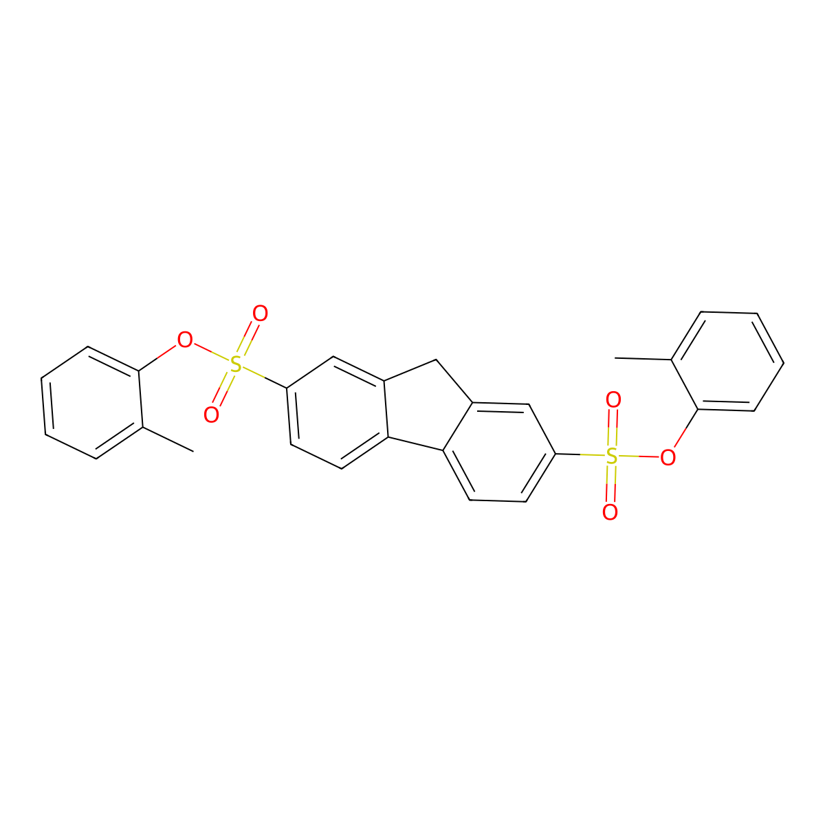 Bis(2-methylphenyl) 9H-fluorene-2,7-disulfonate molecular structure, CAS 302913-97-9