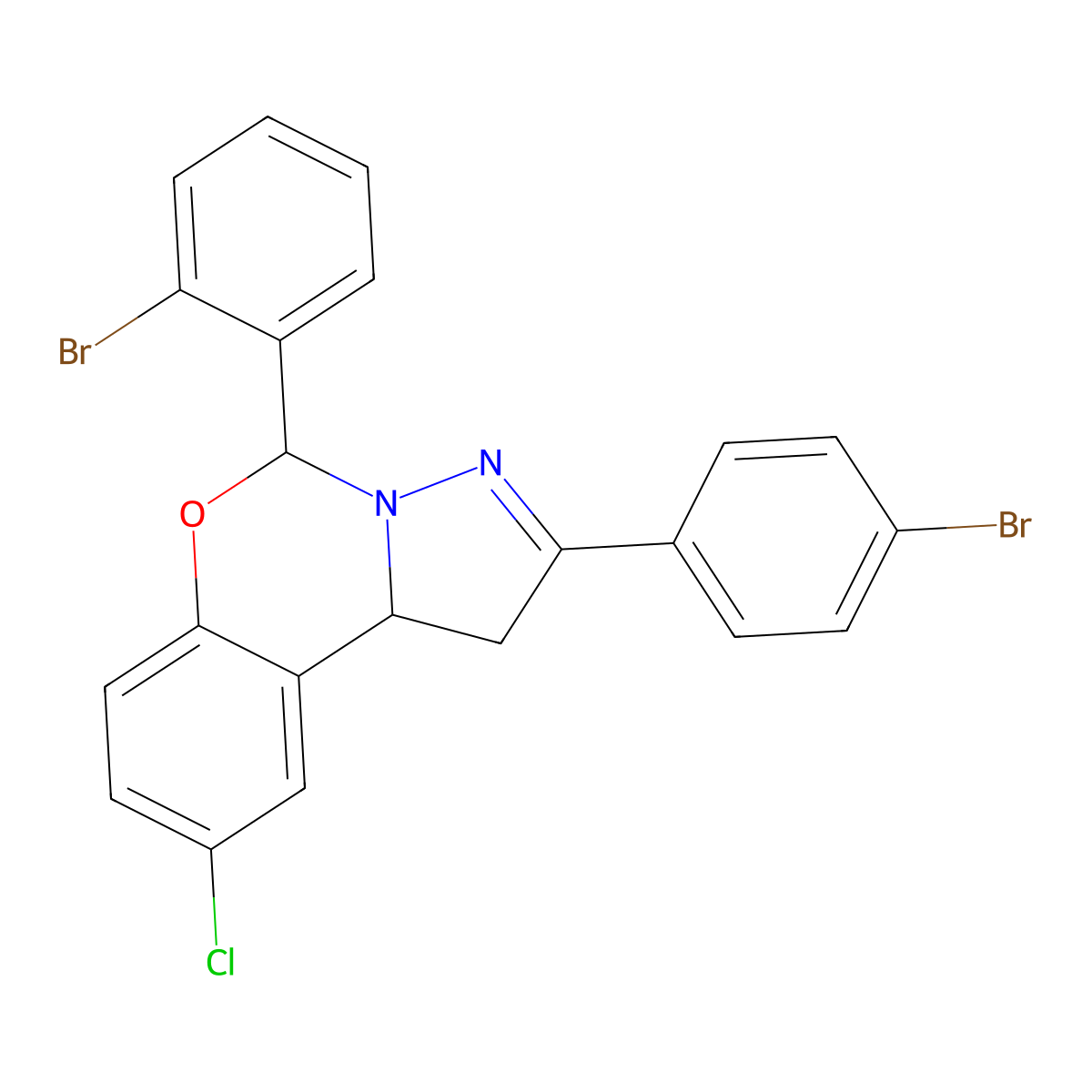 5-(2-BR-PH)-2-(4-Bromophenyl)-9-CL-1,10B-dihydropyrazolo(1,5-C)(1,3)benzoxazine molecular structure, CAS 302914-13-2