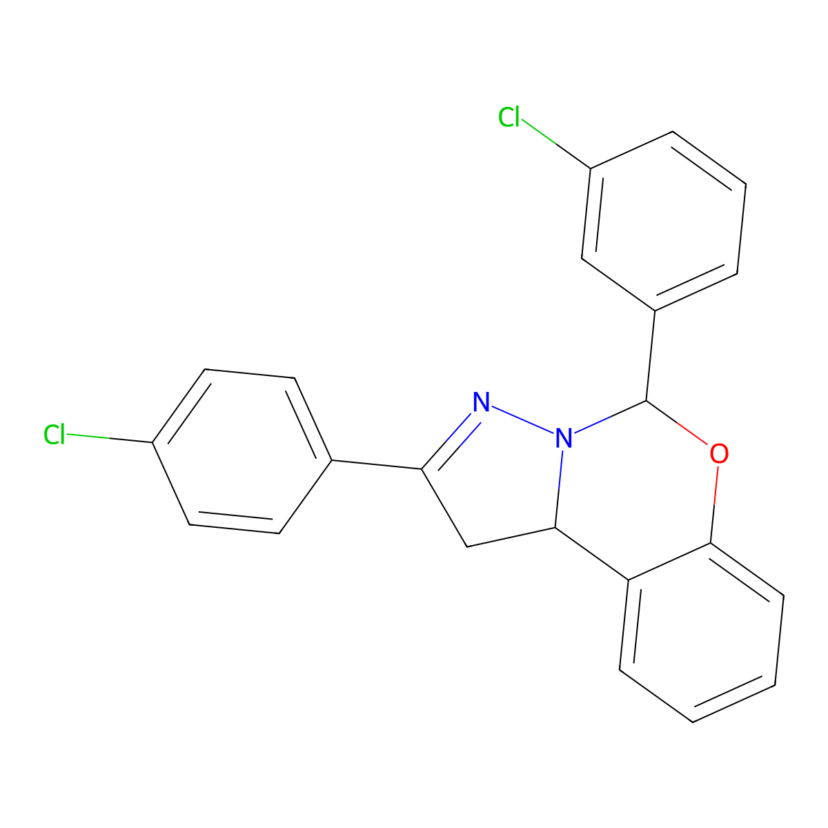 5-(3-Chlorophenyl)-2-(4-CL-phenyl)-1,10B-dihydropyrazolo(1,5-C)(1,3)benzoxazine molecular structure, CAS 302914-18-7