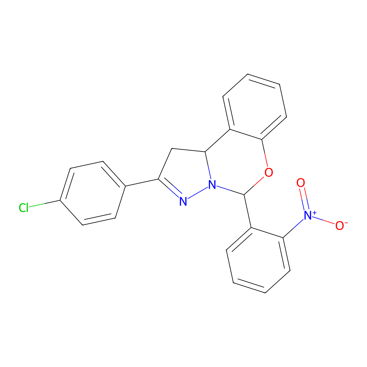 2-(4-CL-Phenyl)-5-(2-nitrophenyl)-1,10B-dihydropyrazolo(1,5-C)(1,3)benzoxazine molecular structure, CAS 302914-19-8