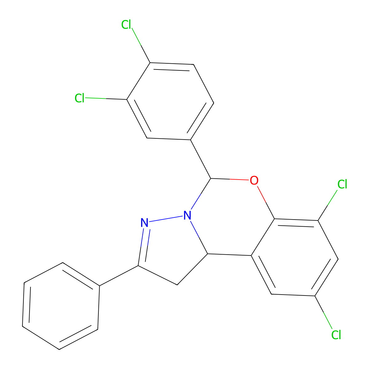 7,9-DI-CL-5-(3,4-DI-CL-Phenyl)-2-PH-1,10B-dihydropyrazolo(1,5-C)(1,3)benzoxazine molecular structure, CAS 302914-23-4
