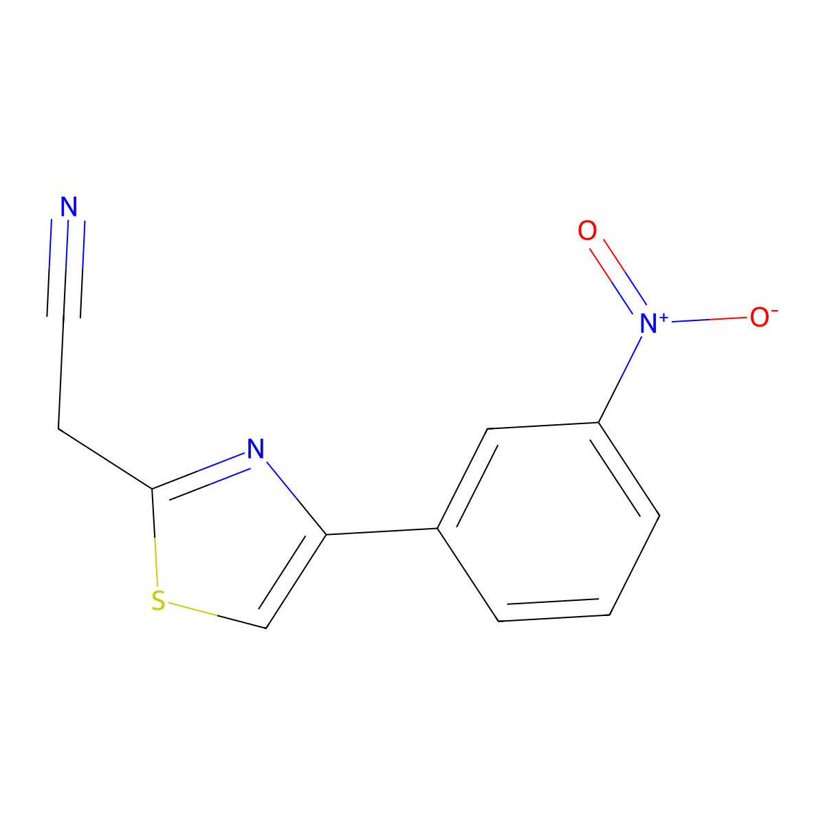 (4-(3-Nitrophenyl)-1,3-thiazol-2-YL)acetonitrile molecular structure, CAS 302918-03-2