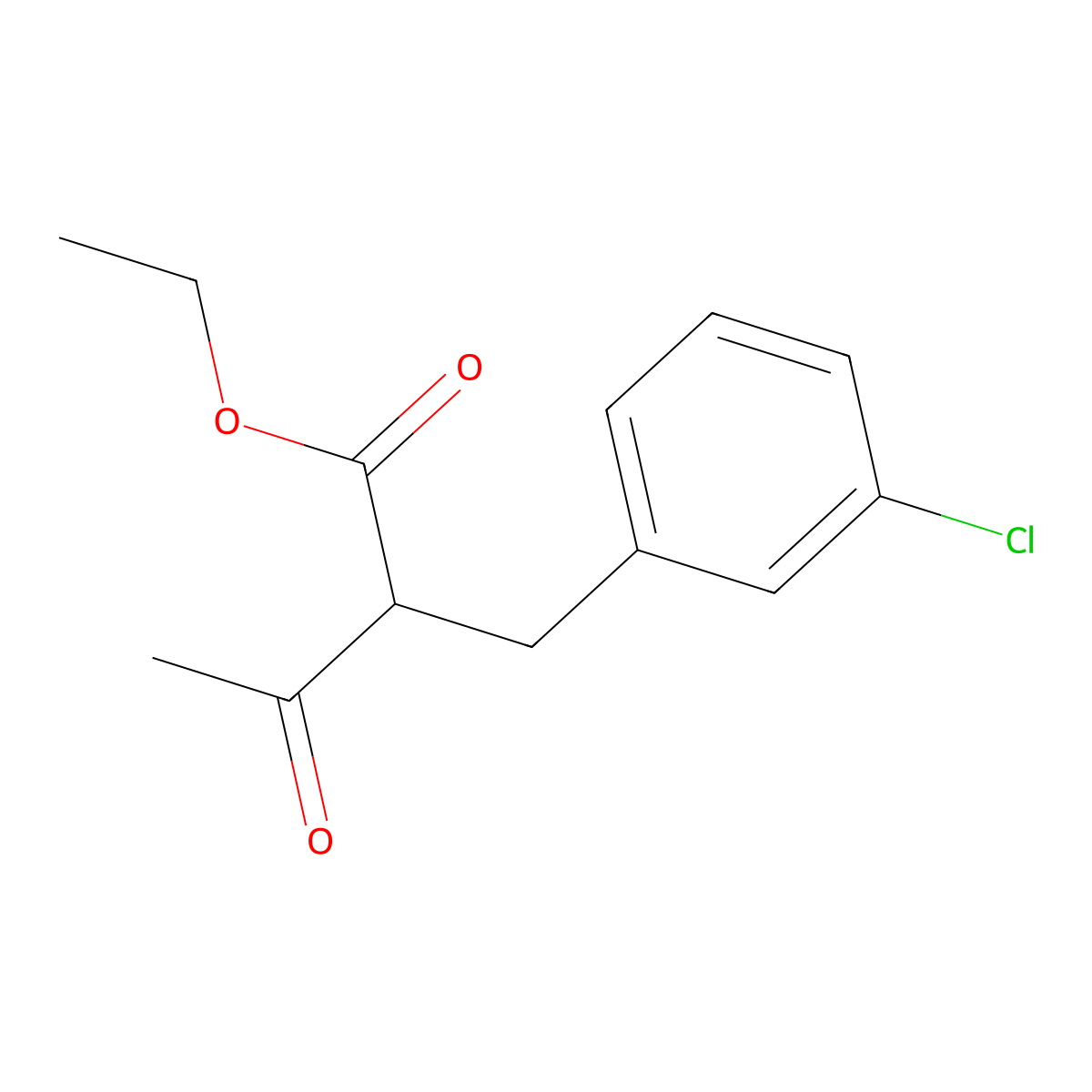 Ethyl 2-(3-chlorobenzyl)-3-oxobutanoate molecular structure, CAS 30292-75-2