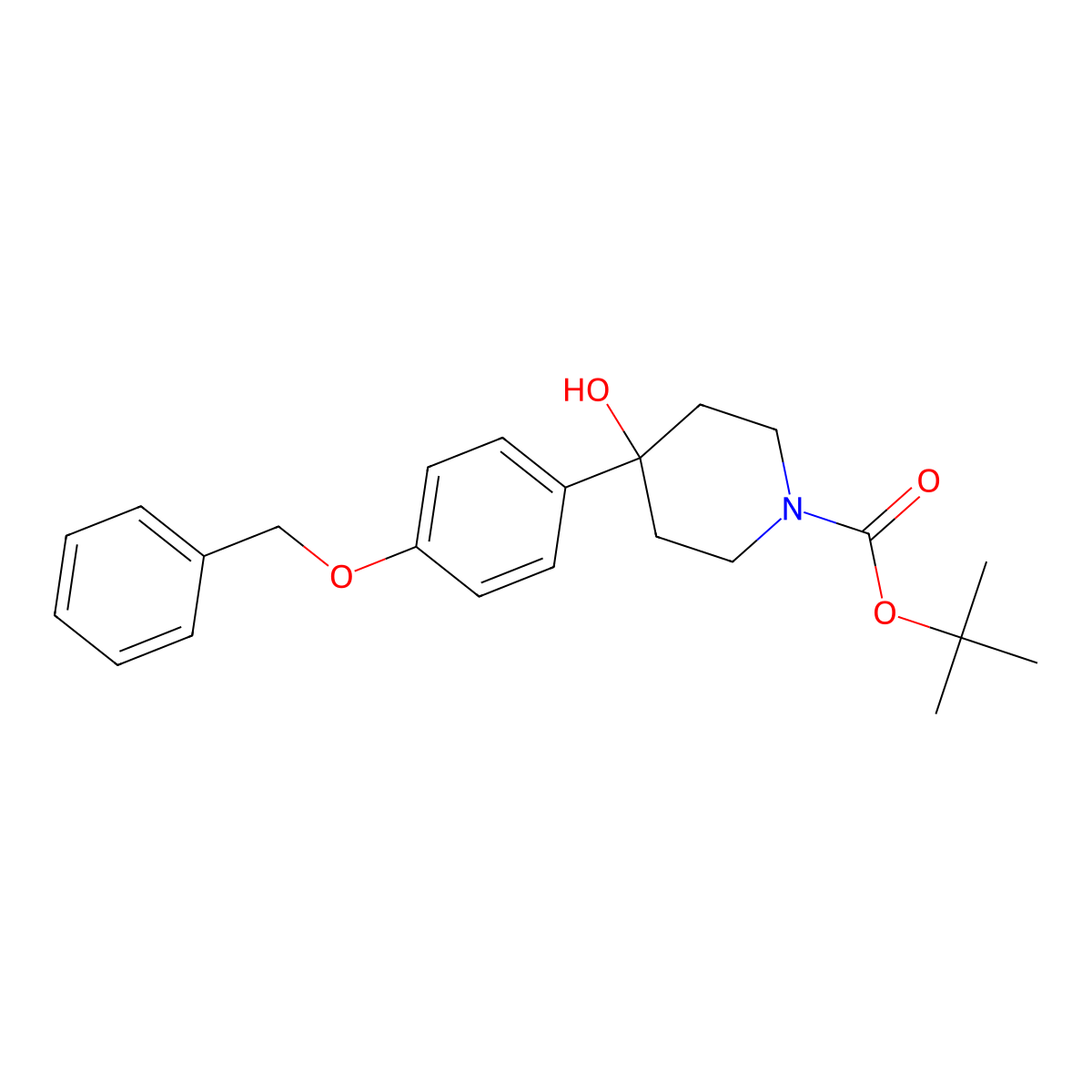 Tert-butyl 4-[4-(benzyloxy)phenyl]-4-hydroxypiperidine-1-carboxylate molecular structure, CAS 302924-63-6