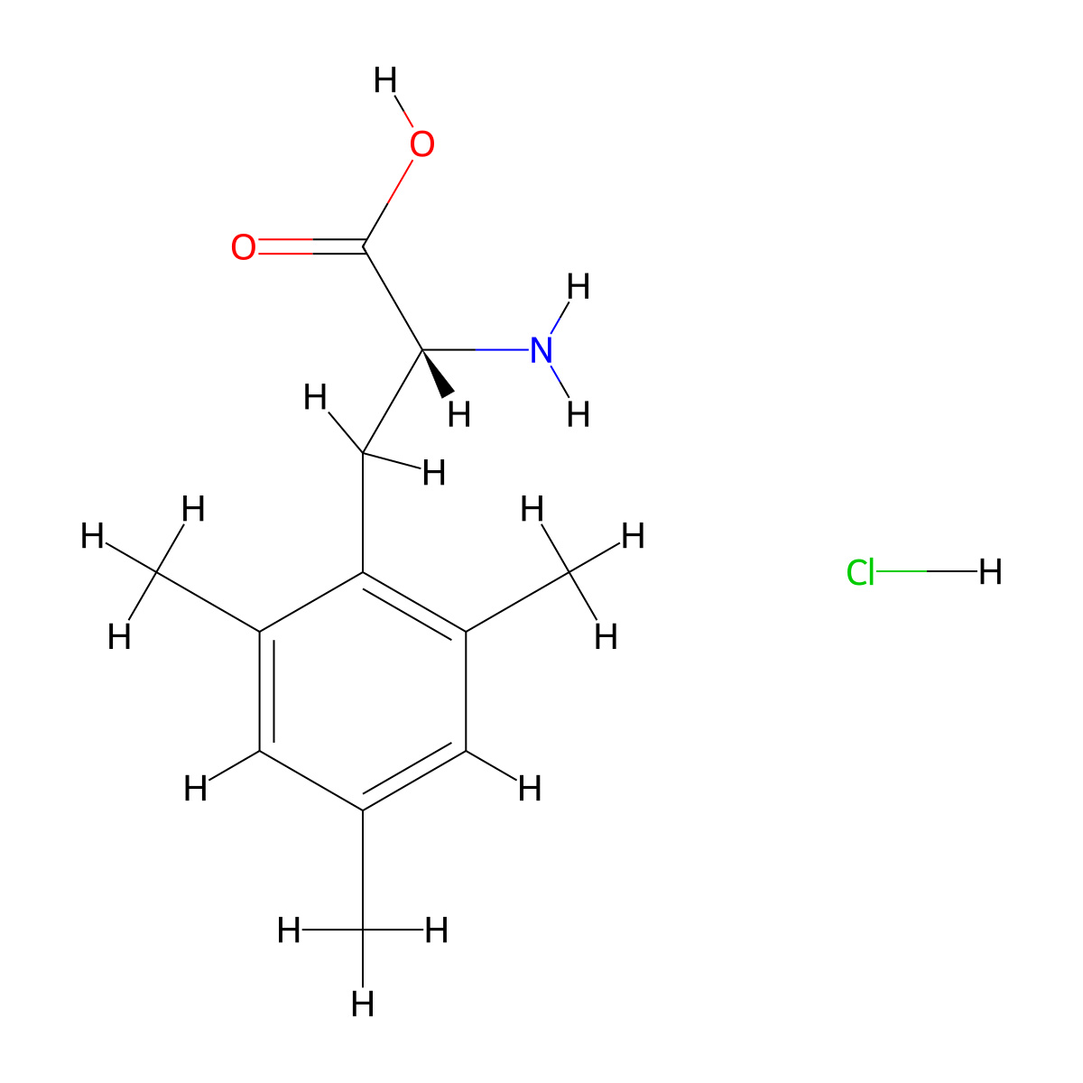 (R)-2-Amino-3-mesitylpropanoic acid hydrochloride molecular structure, CAS 3029247-62-6