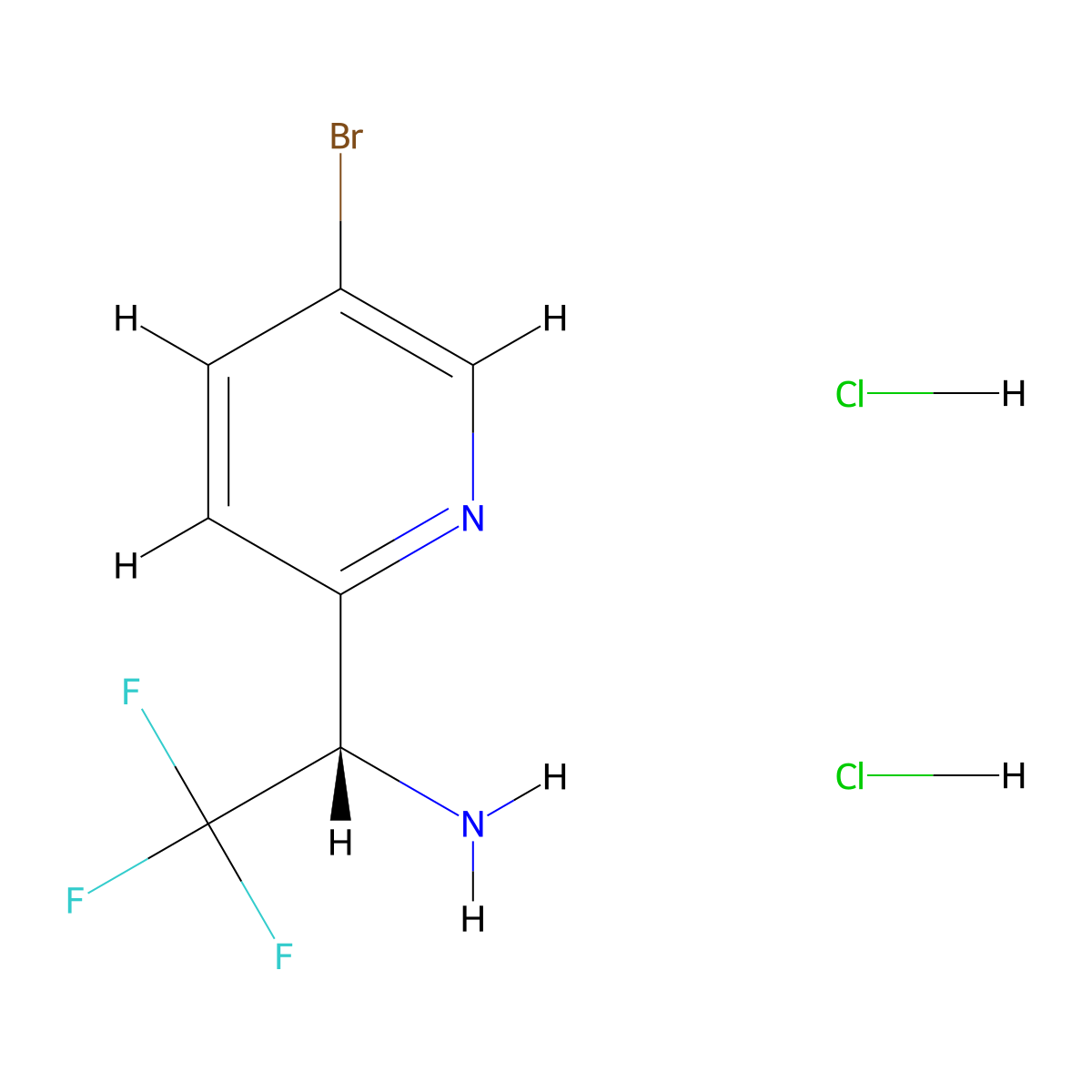 (S)-1-(5-Bromopyridin-2-yl)-2,2,2-trifluoroethan-1-amine dihydrochloride molecular structure, CAS 3029247-64-8