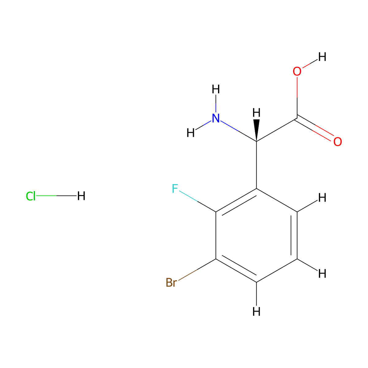 (S)-2-Amino-2-(3-bromo-2-fluorophenyl)acetic acid hydrochloride molecular structure, CAS 3029247-68-2