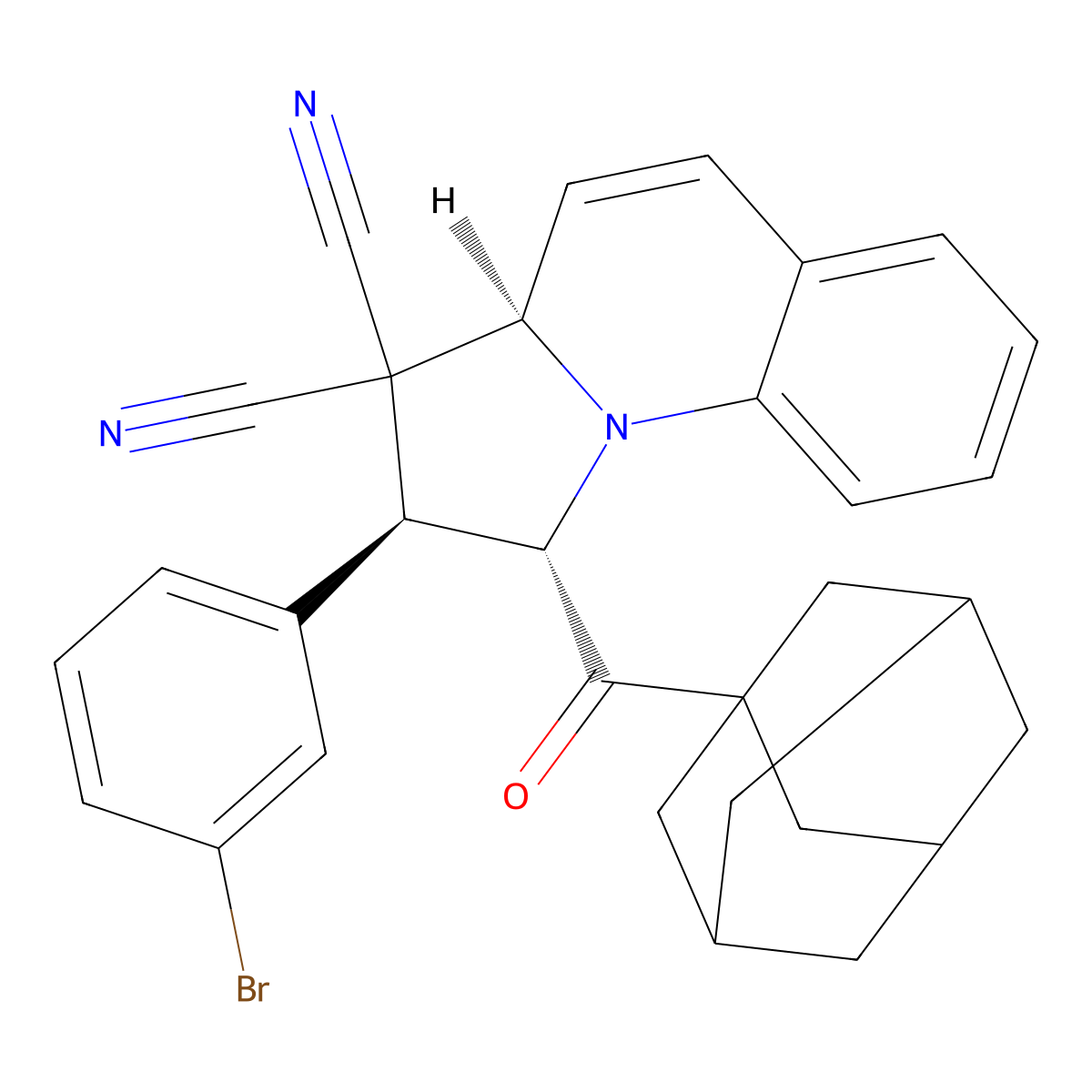 1-(1-adamantylcarbonyl)-2-(3-bromophenyl)-1,2-dihydropyrrolo[1,2-a]quinoline-3,3(3aH)-dicarbonitrile molecular structure, CAS 302925-54-8