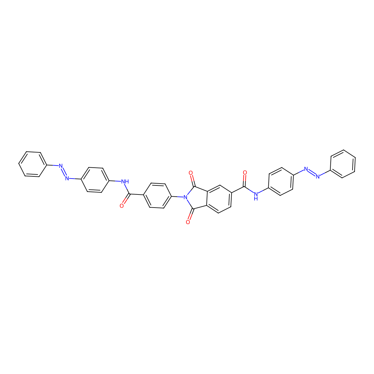 1,3-dioxo-N-{4-[(E)-phenyldiazenyl]phenyl}-2-[4-({4-[(E)-phenyldiazenyl]phenyl}carbamoyl)phenyl]-2,3-dihydro-1H-isoindole-5-carboxamide molecular structure, CAS 302926-96-1