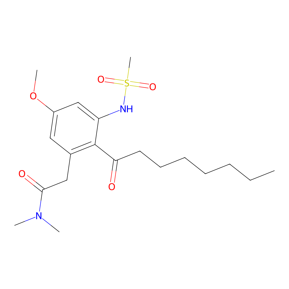 2-(5-Methoxy-3-(methylsulfonamido)-2-octanoylphenyl)-N,N-dimethylacetamide molecular structure, CAS 3029262-90-3