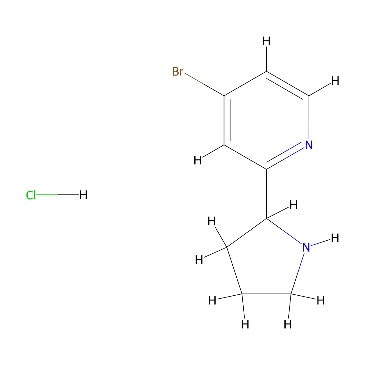 4-Bromo-2-(pyrrolidin-2-yl)pyridine hydrochloride molecular structure, CAS 3029262-93-6