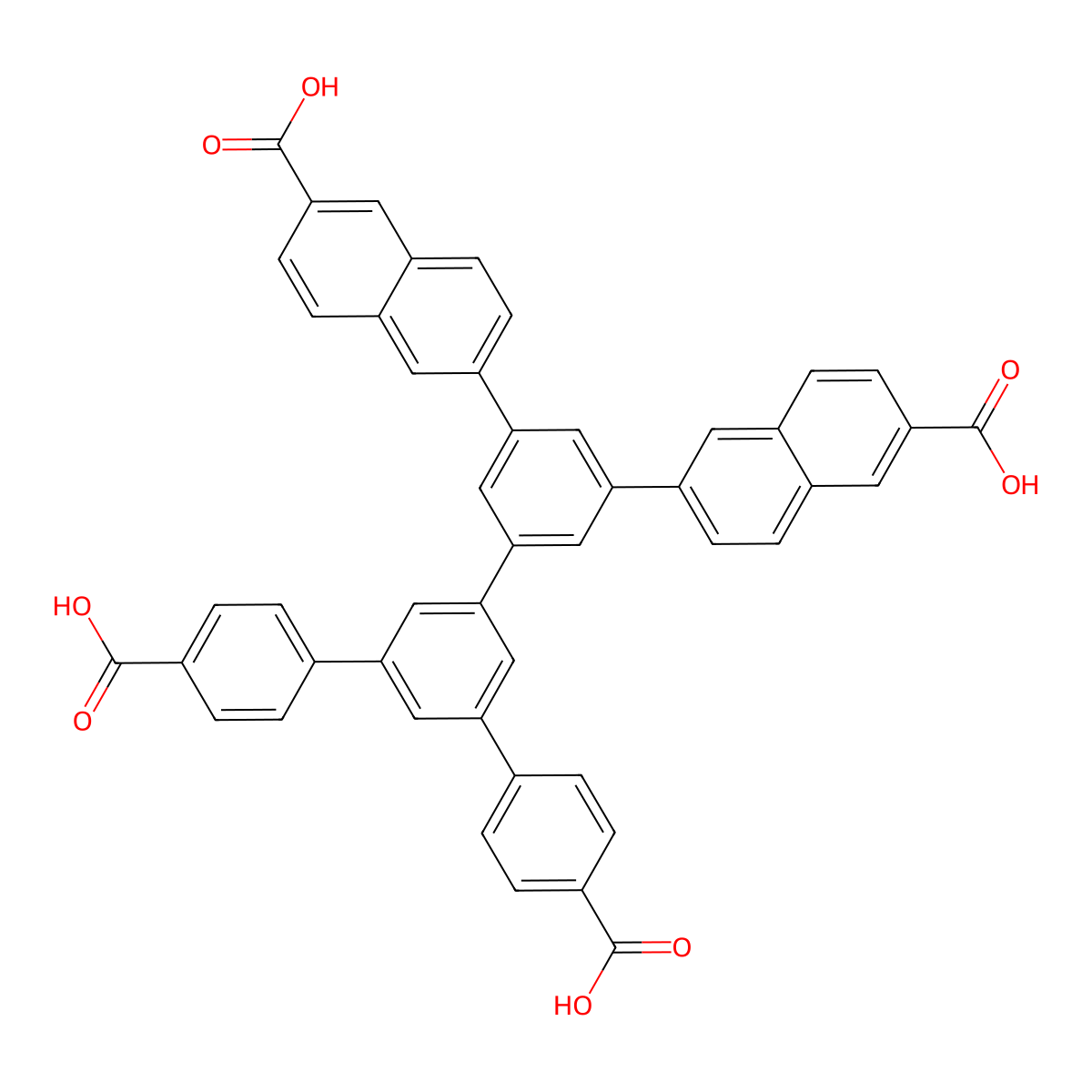 5'-(3,5-Bis(6-carboxynaphthalen-2-yl)phenyl)-[1,1':3',1''-terphenyl]-4,4''-dicarboxylic acid molecular structure, CAS 3029262-96-9