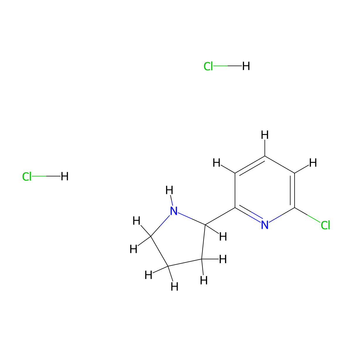 2-Chloro-6-(pyrrolidin-2-yl)pyridine dihydrochloride molecular structure, CAS 3029263-11-1