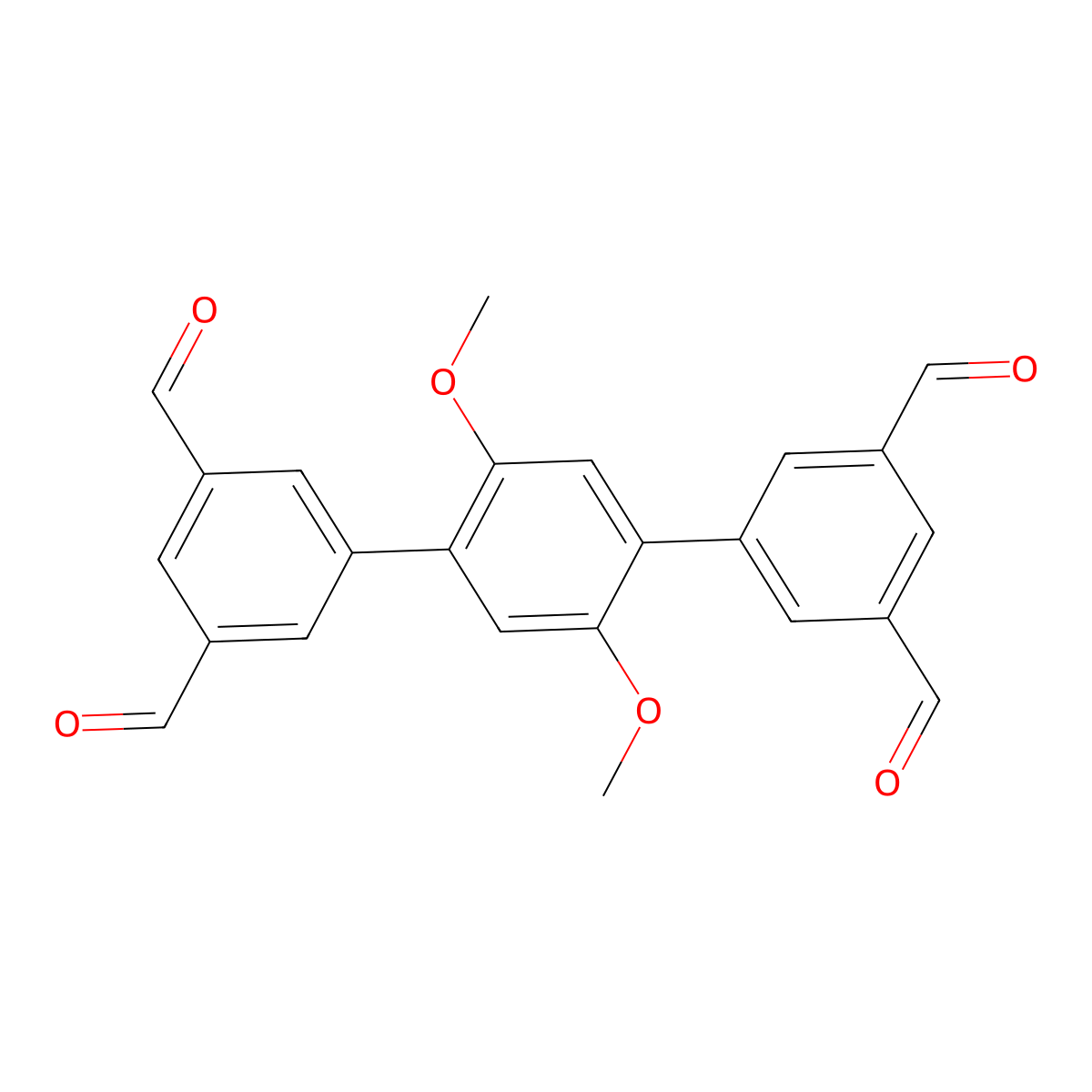 2',5'-Dimethoxy-[1,1':4',1''-terphenyl]-3,3'',5,5''-tetracarbaldehyde molecular structure, CAS 3029263-24-6