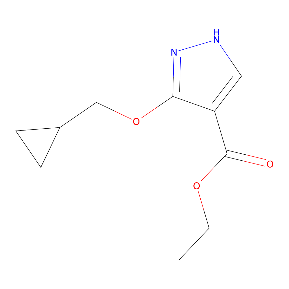 Ethyl 3-(cyclopropylmethoxy)-1H-pyrazole-4-carboxylate molecular structure, CAS 3029263-25-7