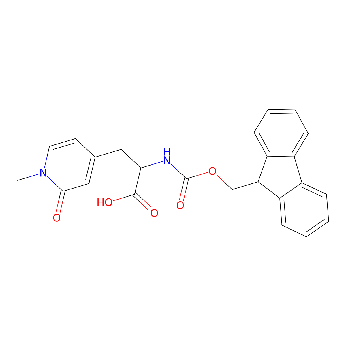 2-((((9H-Fluoren-9-yl)methoxy)carbonyl)amino)-3-(1-methyl-2-oxo-1,2-dihydropyridin-4-yl)propanoic acid molecular structure, CAS 3029268-38-7
