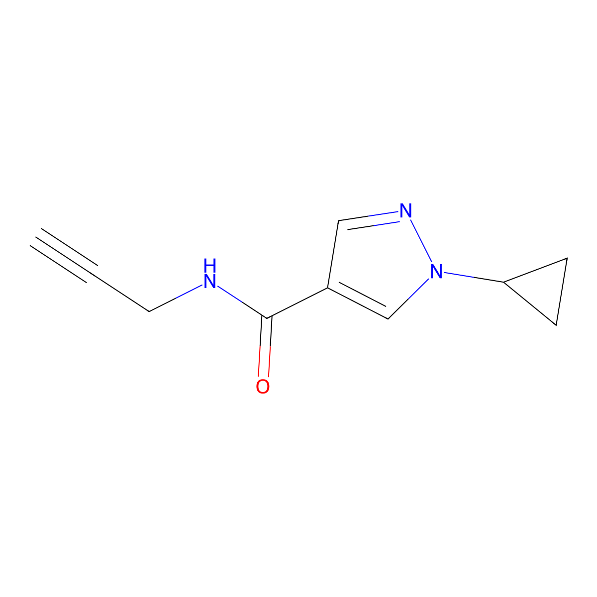 1-Cyclopropyl-N-(prop-2-YN-1-YL)-1H-pyrazole-4-carboxamide molecular structure, CAS 3029269-67-5