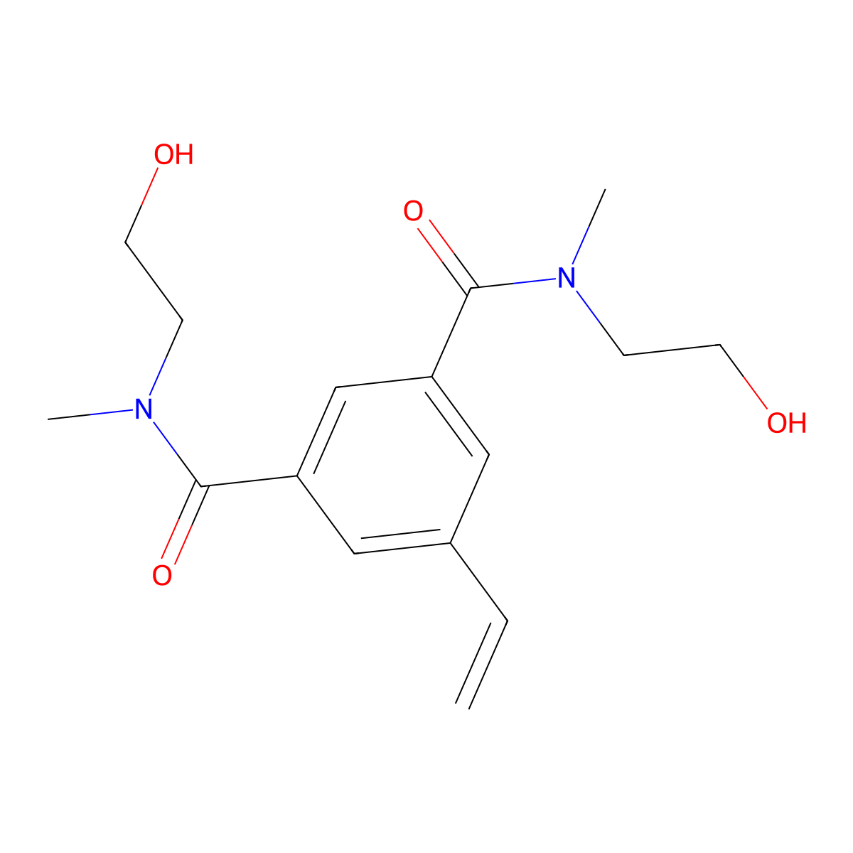 N1,N3-Bis(2-hydroxyethyl)-N1,N3-dimethyl-5-vinylisophthalamide molecular structure, CAS 3029269-75-5