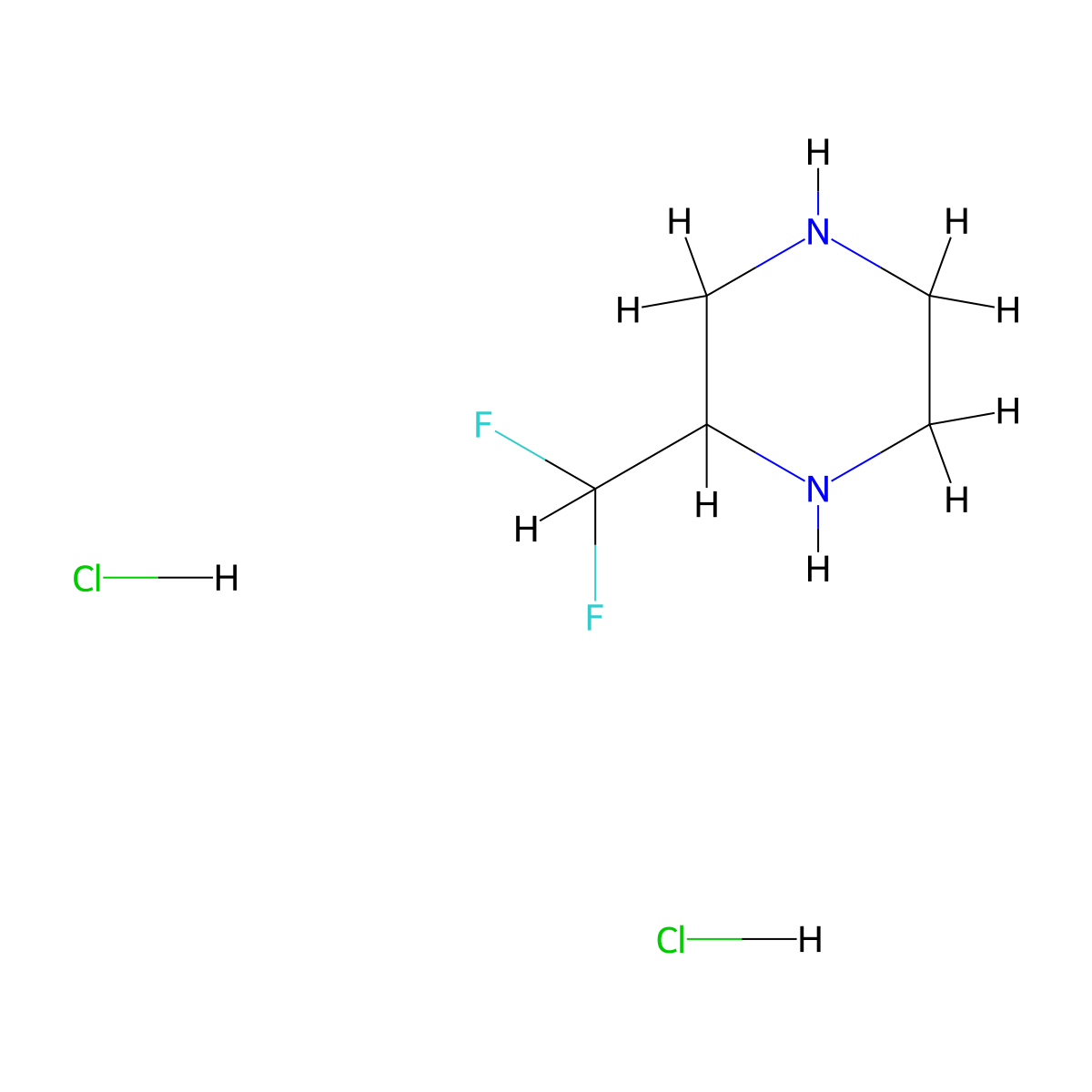 2-(Difluoromethyl)piperazine dihydrochloride molecular structure, CAS 3029269-80-2