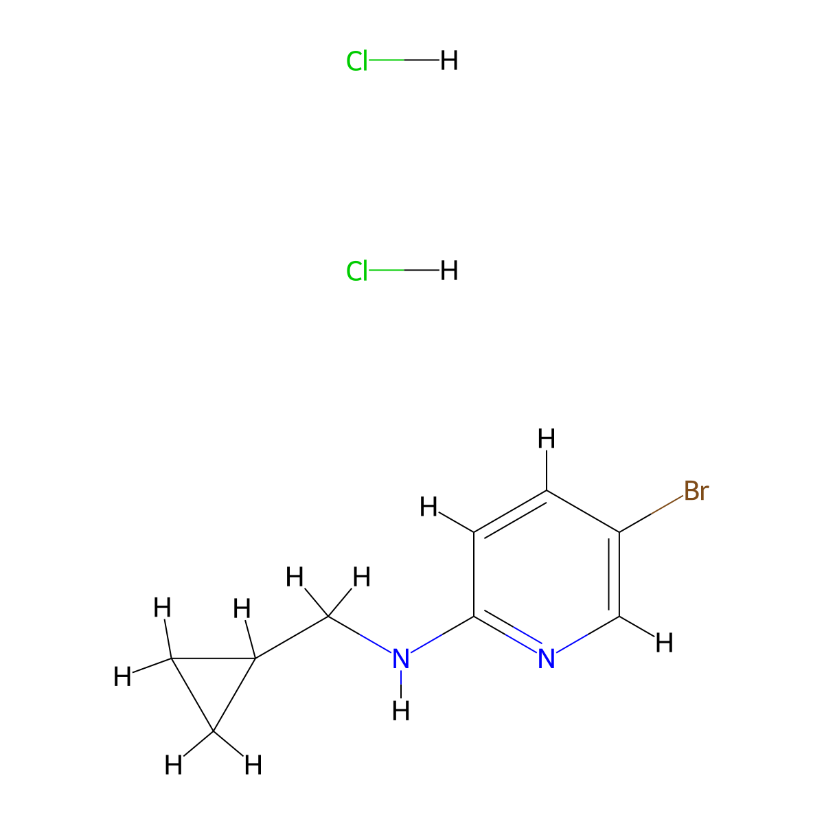 5-Bromo-N-(cyclopropylmethyl)pyridin-2-amine dihydrochloride molecular structure, CAS 3029269-85-7