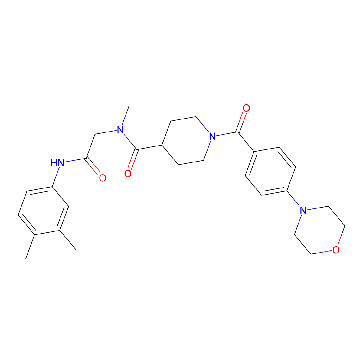 N-(2-((3,4-Dimethylphenyl)amino)-2-oxoethyl)-N-methyl-1-(4-morpholinobenzoyl)piperidine-4-carboxamide molecular structure, CAS 3029269-88-0