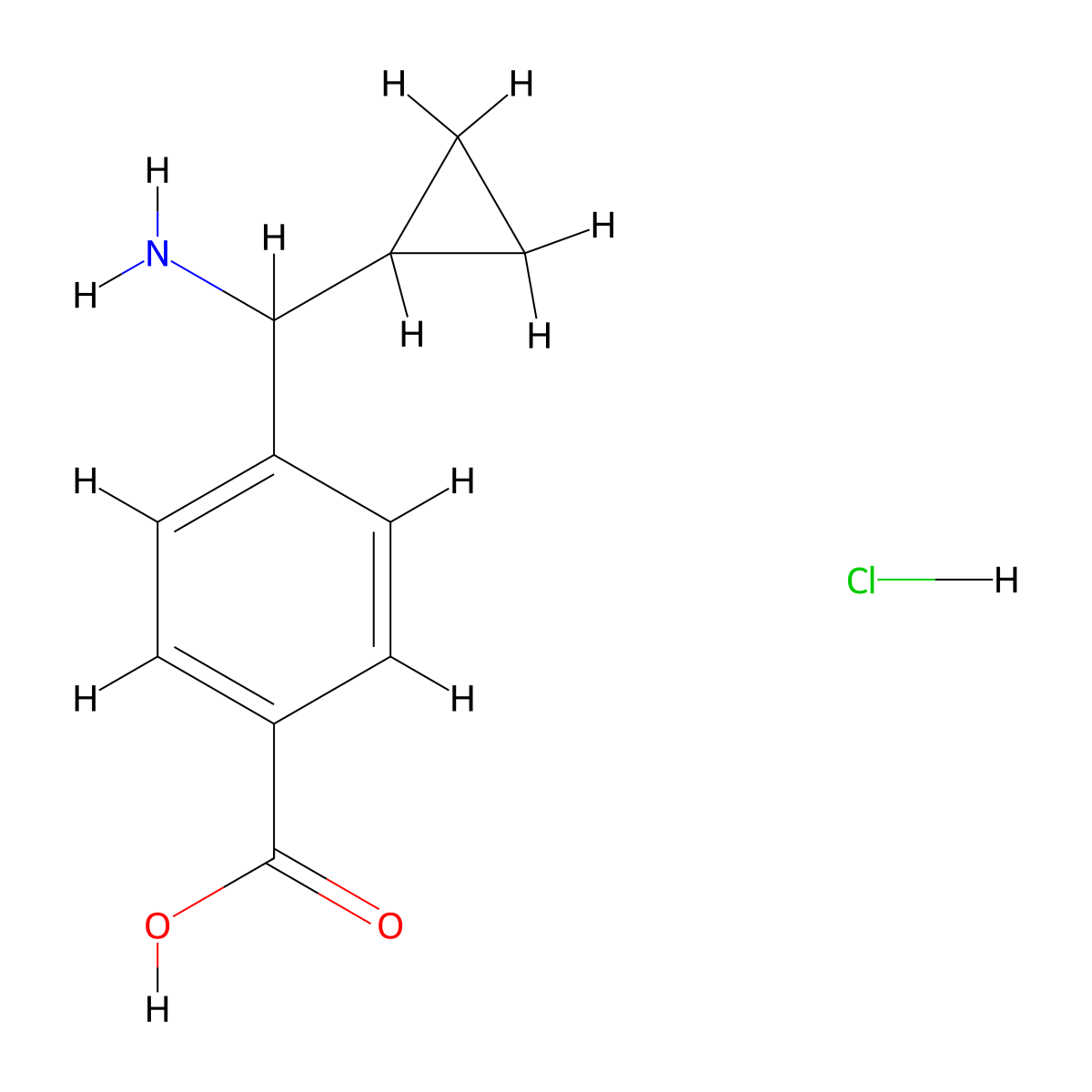 4-(Amino(cyclopropyl)methyl)benzoic acid hydrochloride molecular structure, CAS 3029269-90-4