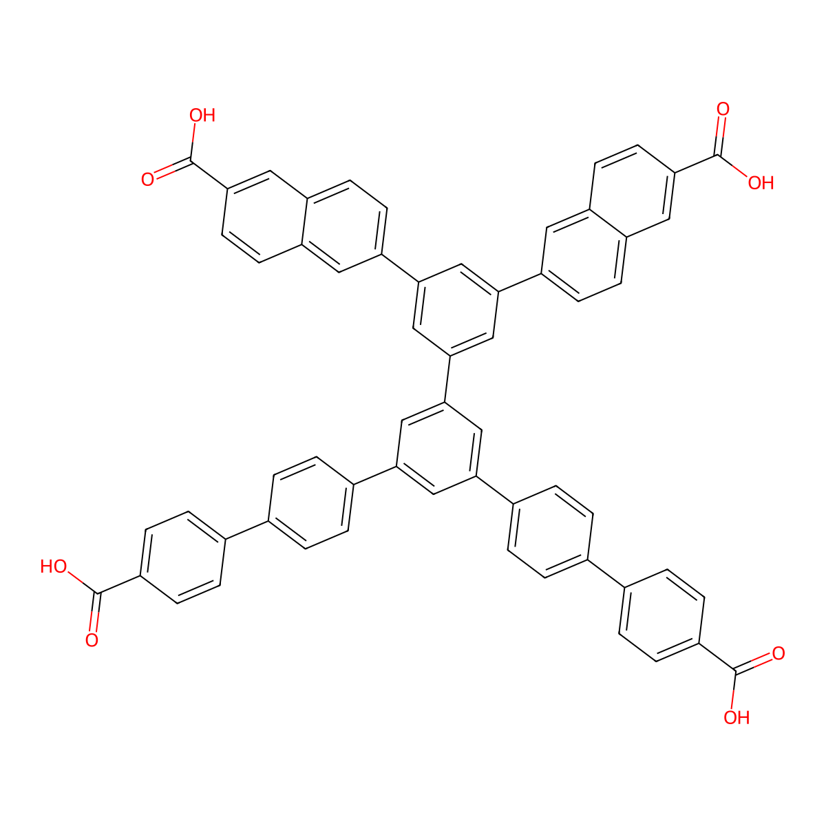 5''-(3,5-Bis(6-carboxynaphthalen-2-yl)phenyl)-[1,1':4',1'':3'',1''':4''',1''''-quinquephenyl]-4,4''''-dicarboxylic acid molecular structure, CAS 3029269-91-5