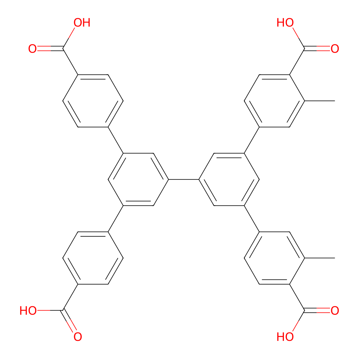5'-(4-Carboxy-3-methylphenyl)-5''-(4-carboxyphenyl)-3-methyl-[1,1':3',1'':3'',1'''-quaterphenyl]-4,4'''-dicarboxylic acid molecular structure, CAS 3029269-92-6