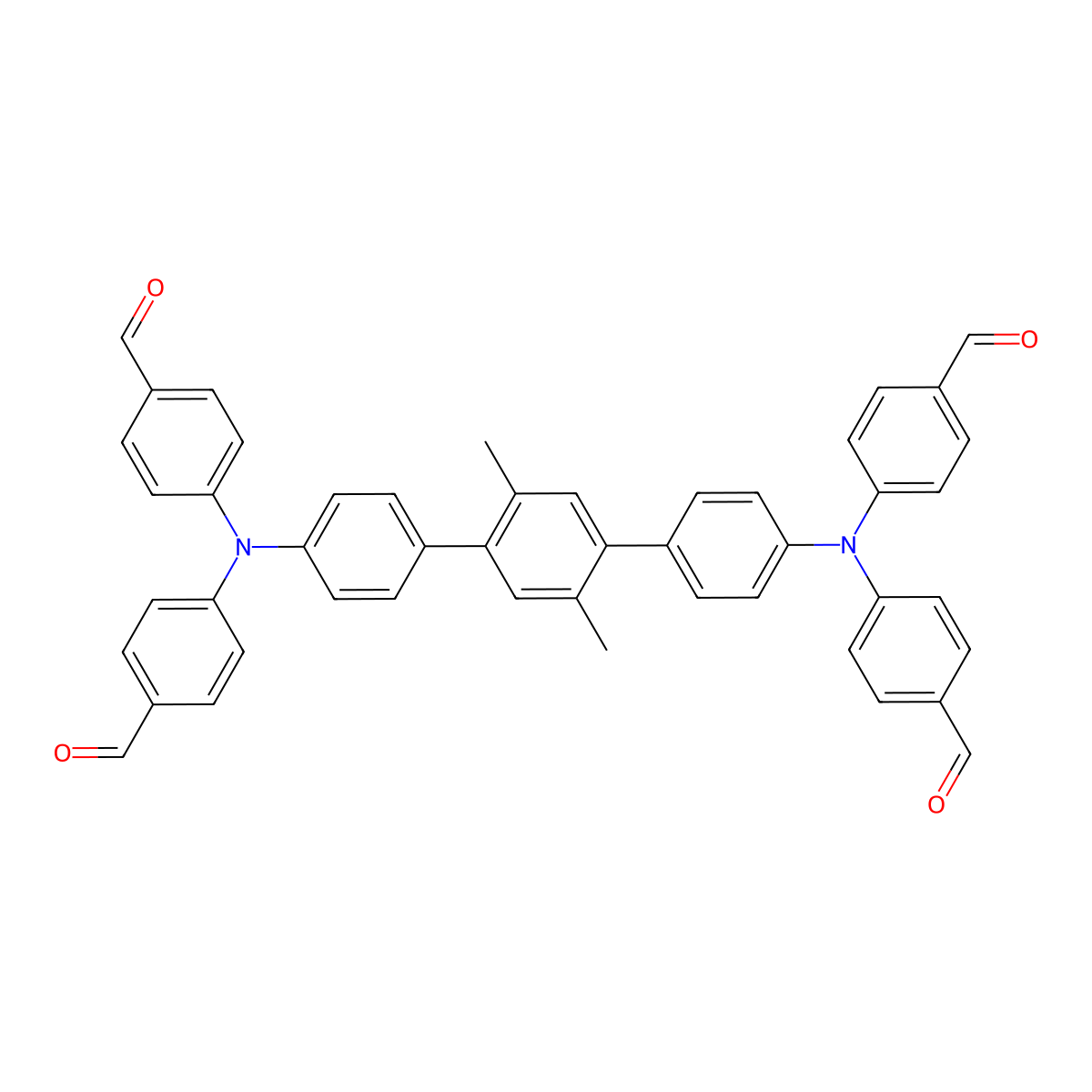 4,4',4'',4'''-((2',5'-Dimethyl-[1,1':4',1''-terphenyl]-4,4''-diyl)bis(azanetriyl))tetrabenzaldehyde molecular structure, CAS 3029269-97-1