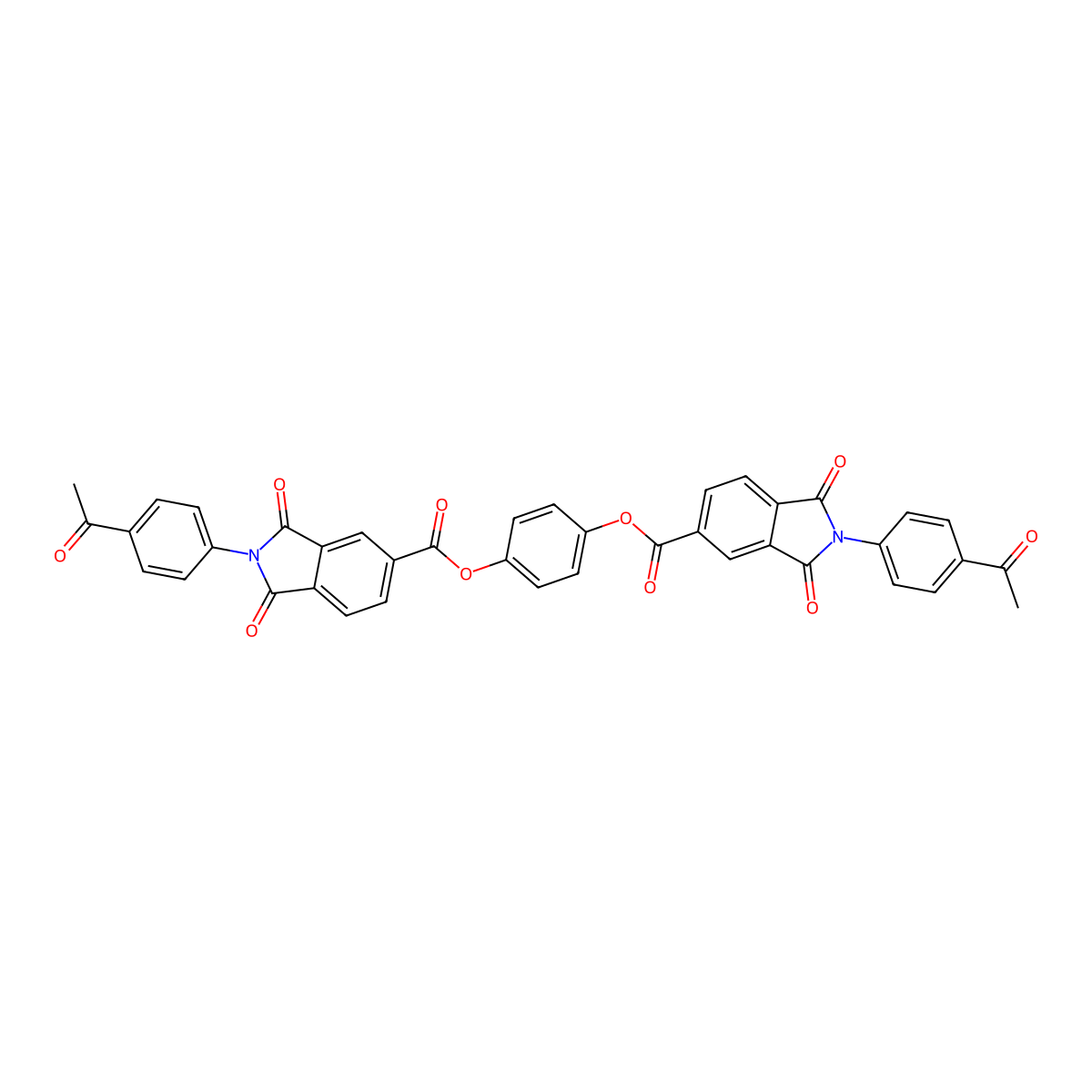 1,4-Phenylene bis(2-(4-acetylphenyl)-1,3-dioxoisoindoline-5-carboxylate) molecular structure, CAS 302927-49-7
