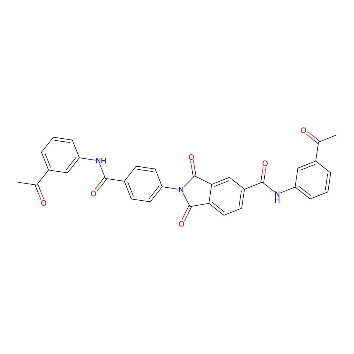 N-(3-acetylphenyl)-2-[4-[(3-acetylphenyl)carbamoyl]phenyl]-1,3-dioxoisoindole-5-carboxamide molecular structure, CAS 302927-56-6