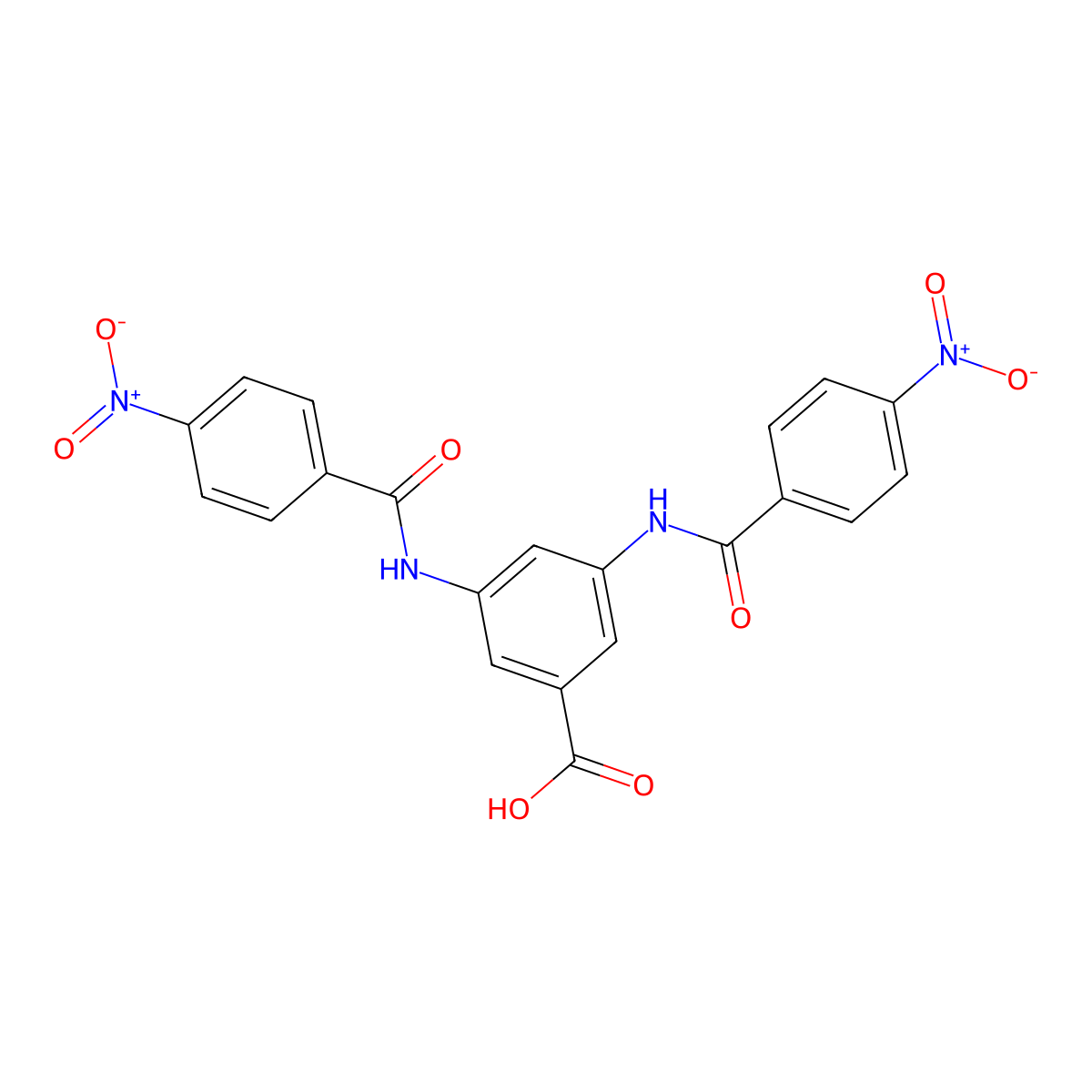3,5-Bis-(4-nitro-benzoylamino)-benzoic acid molecular structure, CAS 302927-74-8